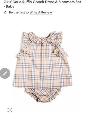 Burberry 2 Piece Carla Plaid Ruffle Baby Dress and Bloomers